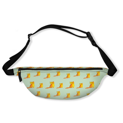 Happy Cat Pattern Fanny Pack (Green)