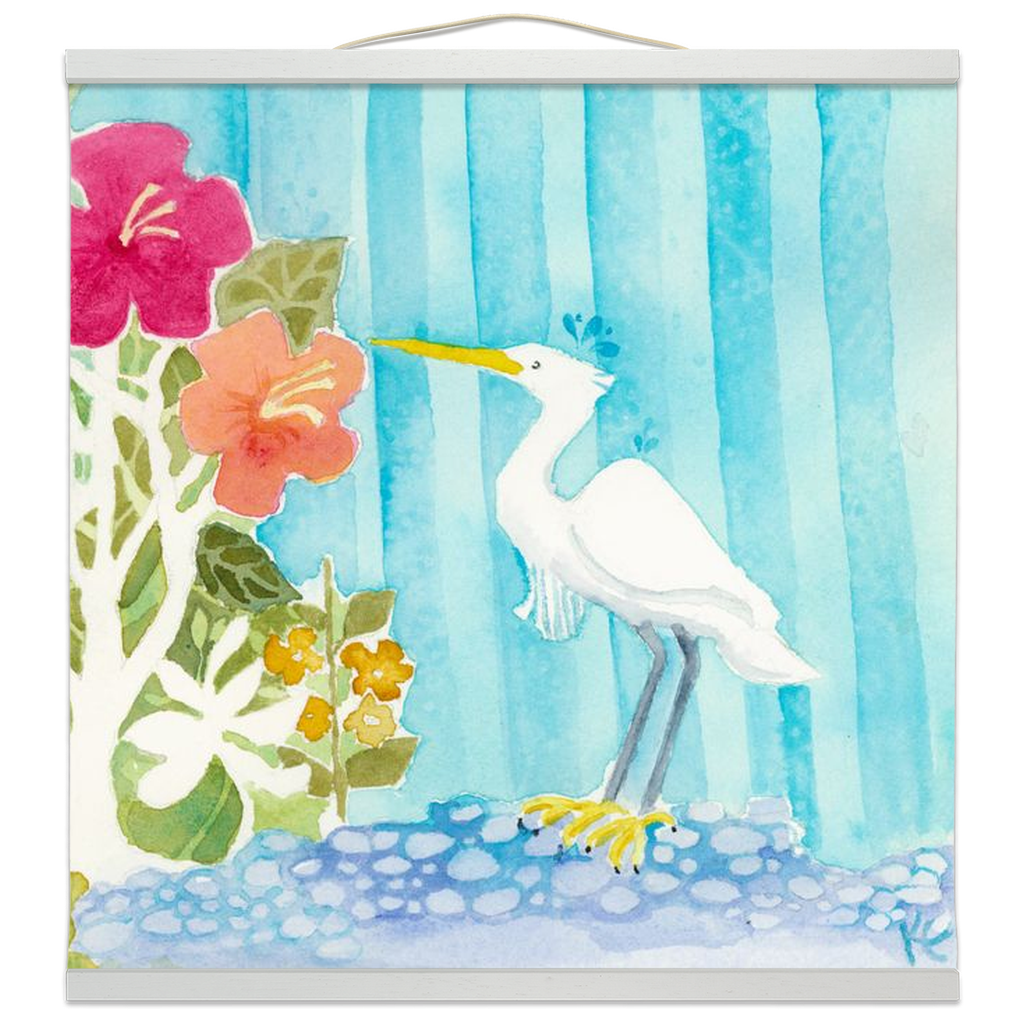 Snowy Egret Hanging Canvas Print