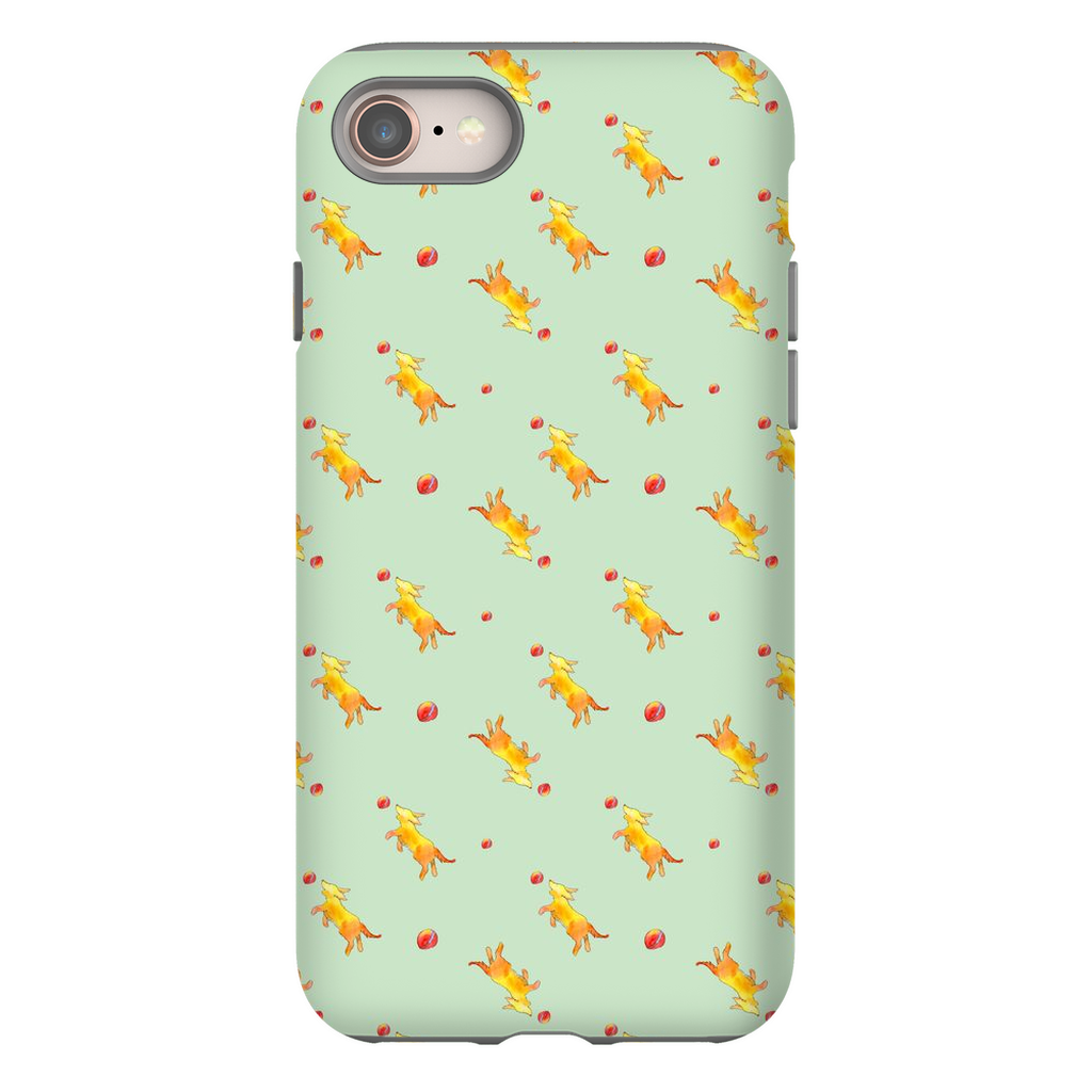 Playful Puppy  Pattern  iPhone Case (Green)