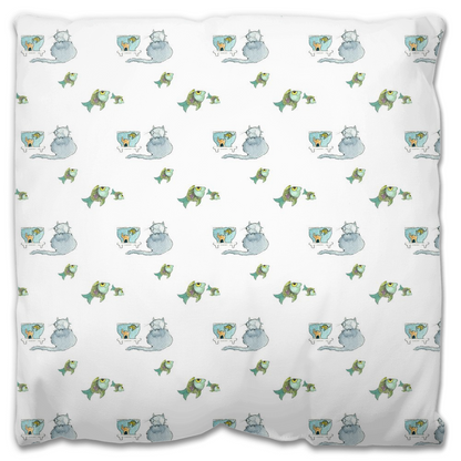 Cat and Fish Pattern (white)