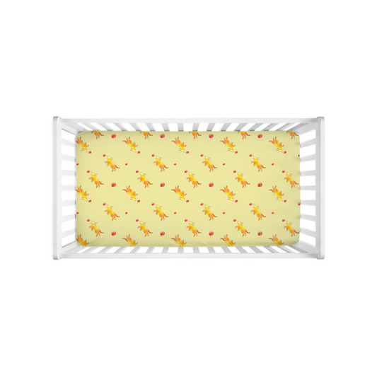 Playful Puppy  Pattern Crib Sheet (Yellow)