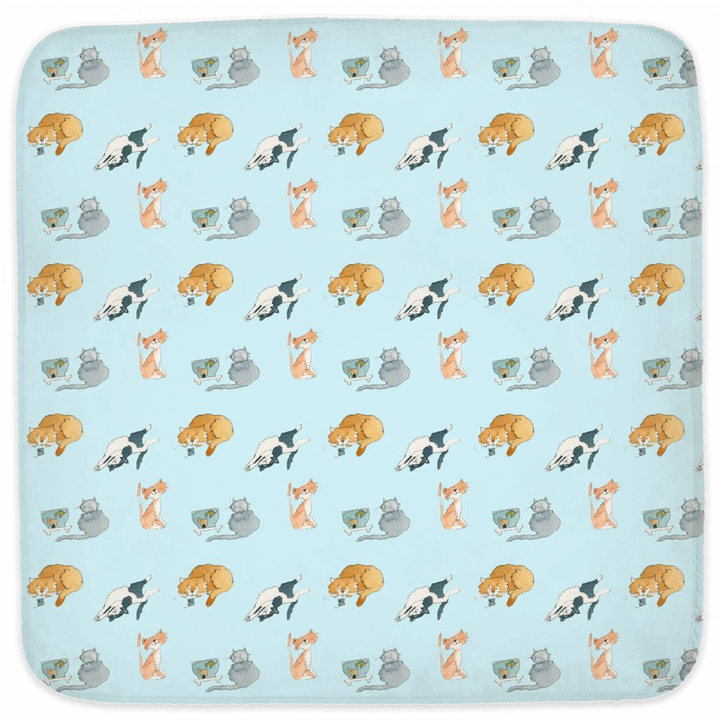 Catss Pattern Hooded Baby Towel (Blue)
