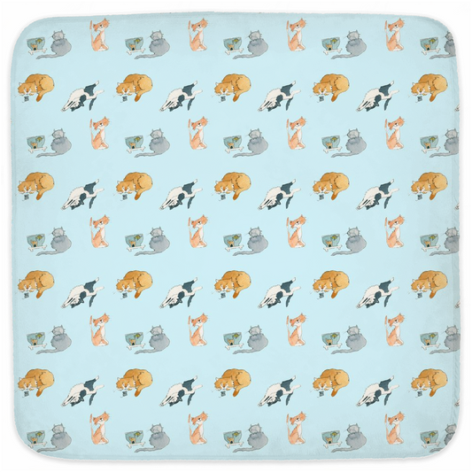 Catss Pattern Hooded Baby Towel (Blue)