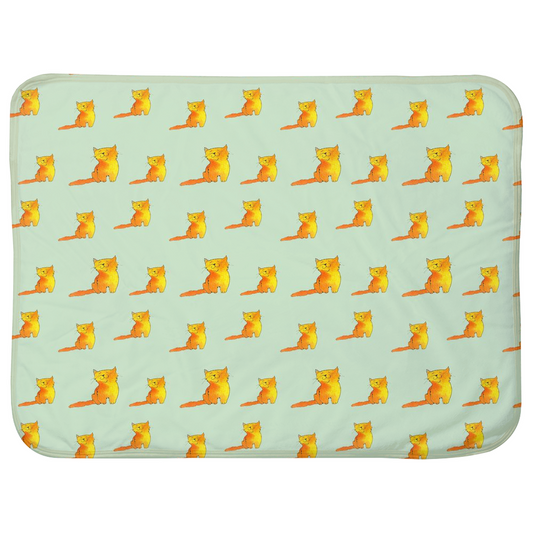 Happy Cat Pattern Baby Sherpa Blanket (Green)