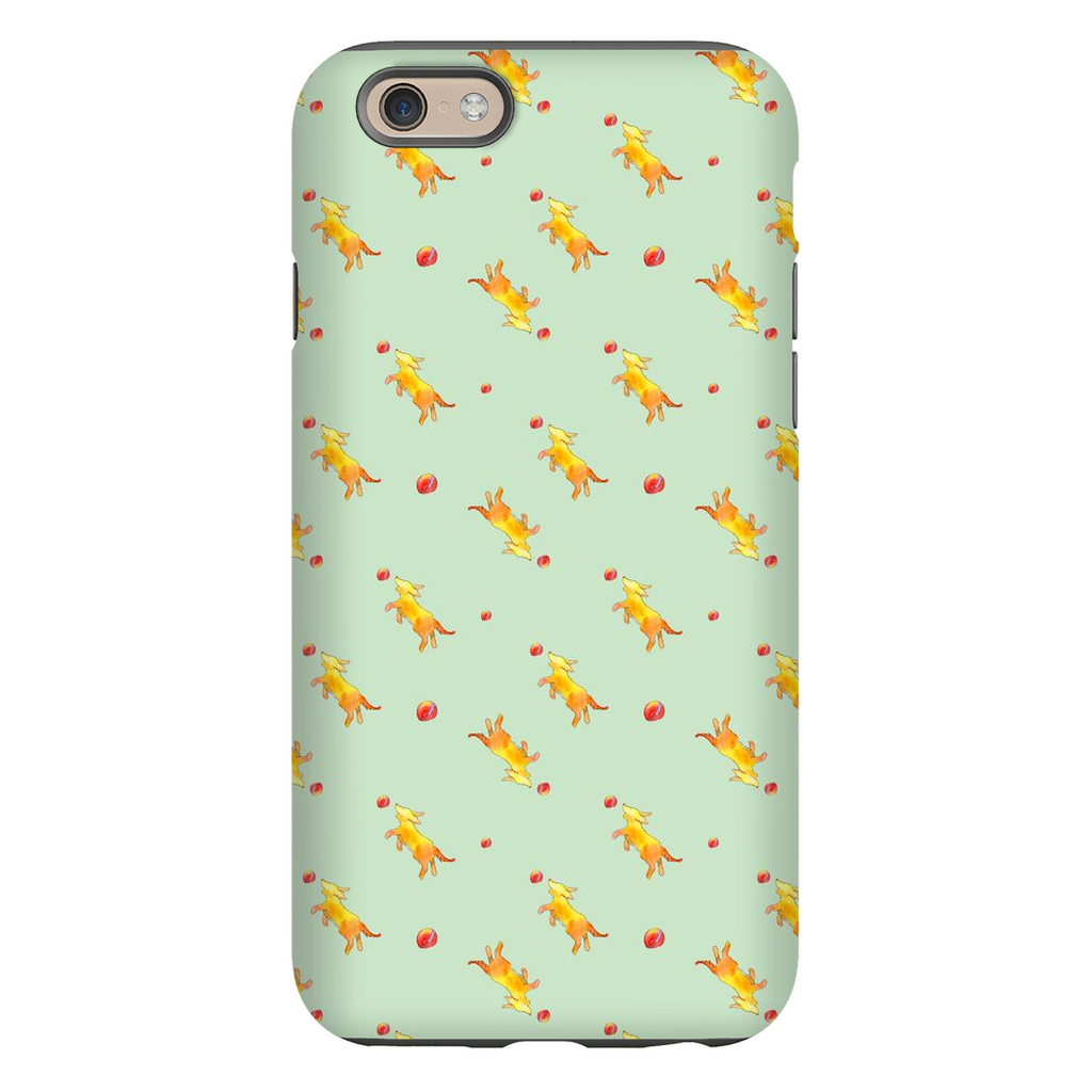 Playful Puppy  Pattern  iPhone Case (Green)