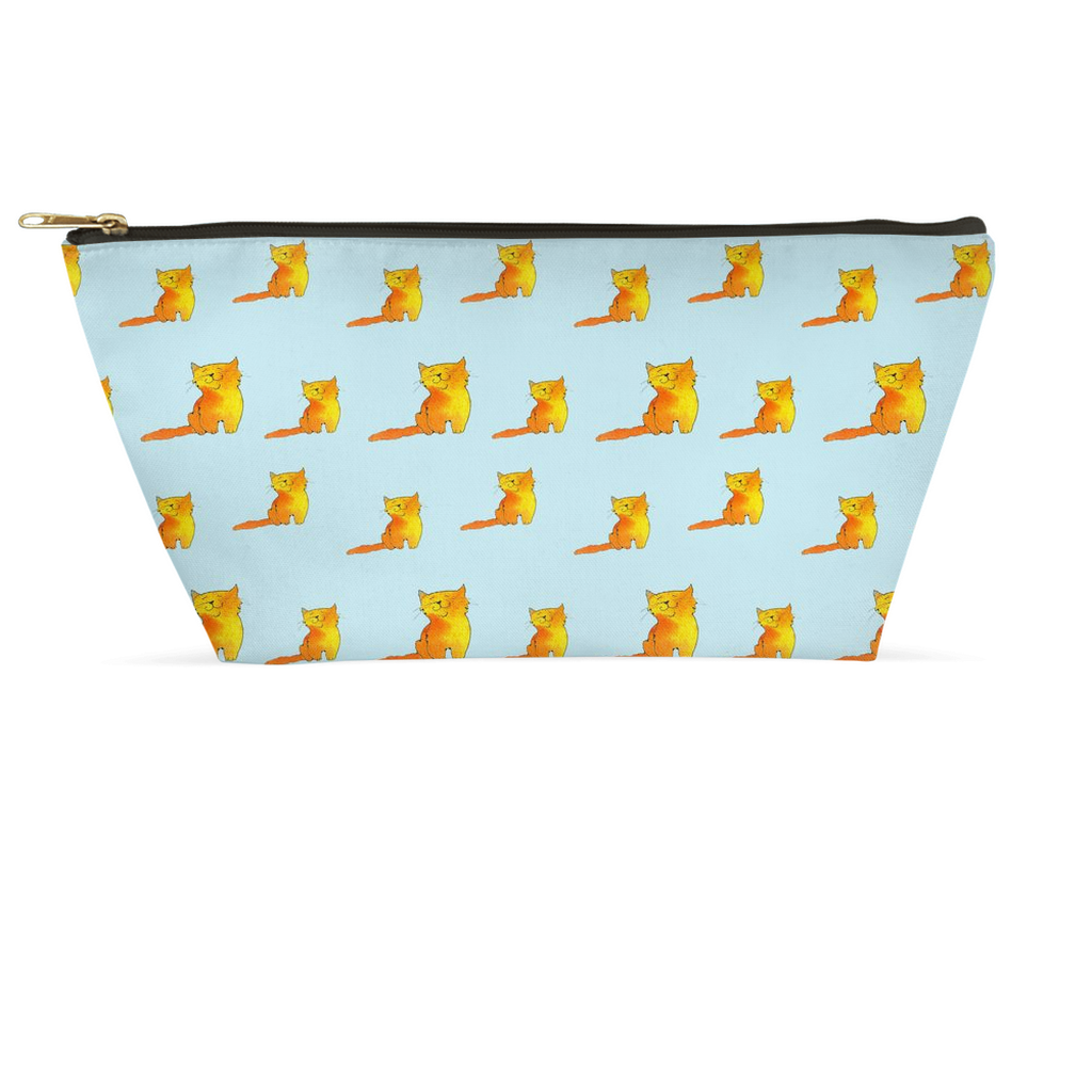 Happy Cat Pattern Accessory Pouch (Blue)