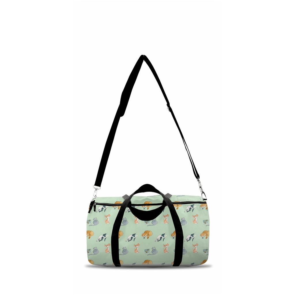 Cats Pattern Duffle Bag (Green)