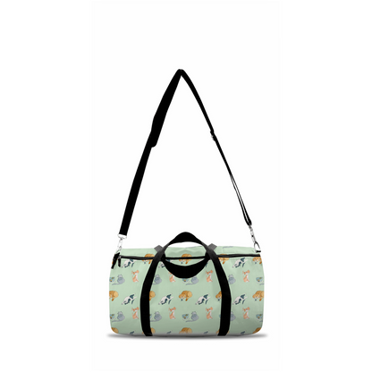 Cats Pattern Duffle Bag (Green)