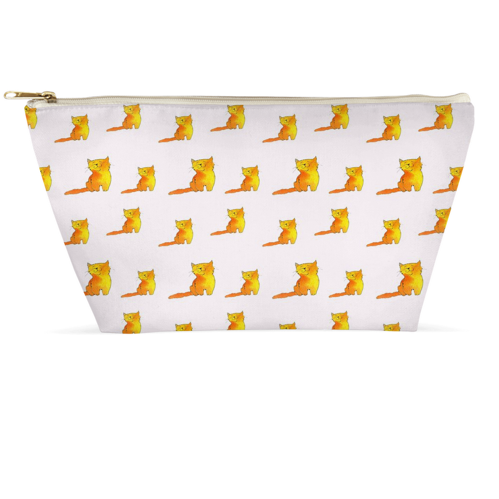 Happy Cat Pattern Accessory Pouch (Pink)