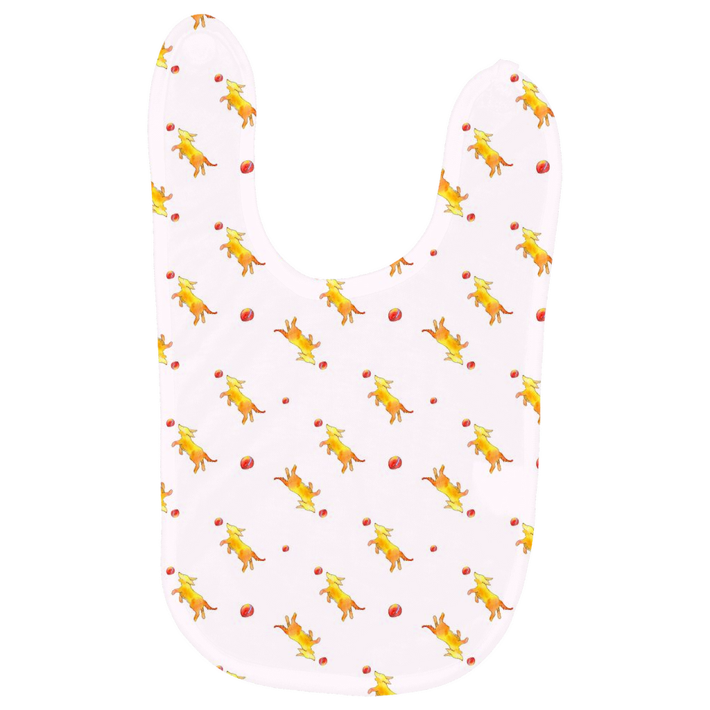 Playful Puppy Pattern Baby Bib -(Pink)