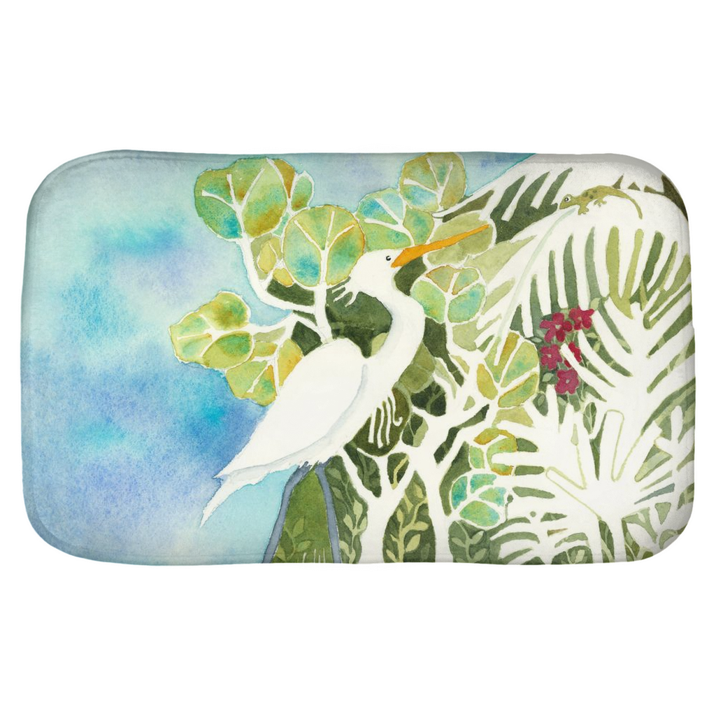 Snowy Egret and Gecko Bath Mat