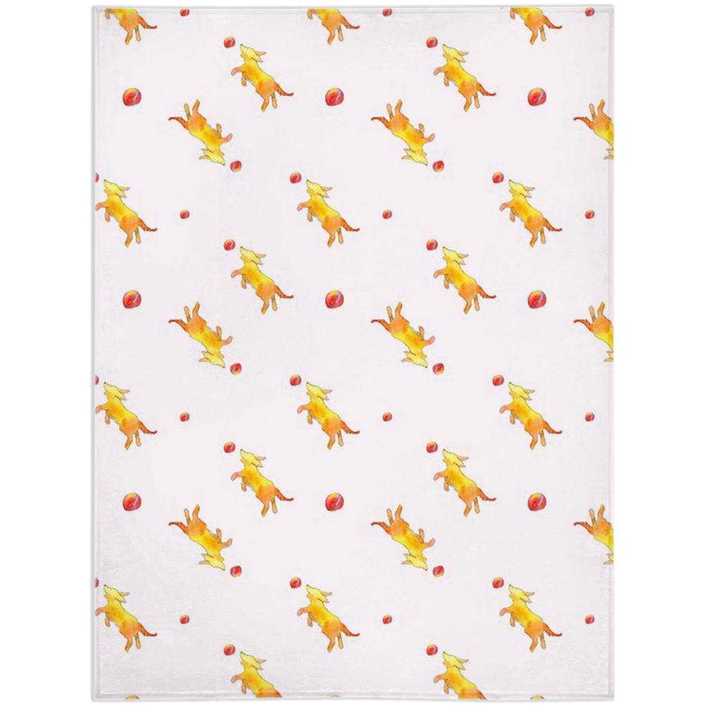 Playful Puppy Pattern Minky Blanket  (Pink)