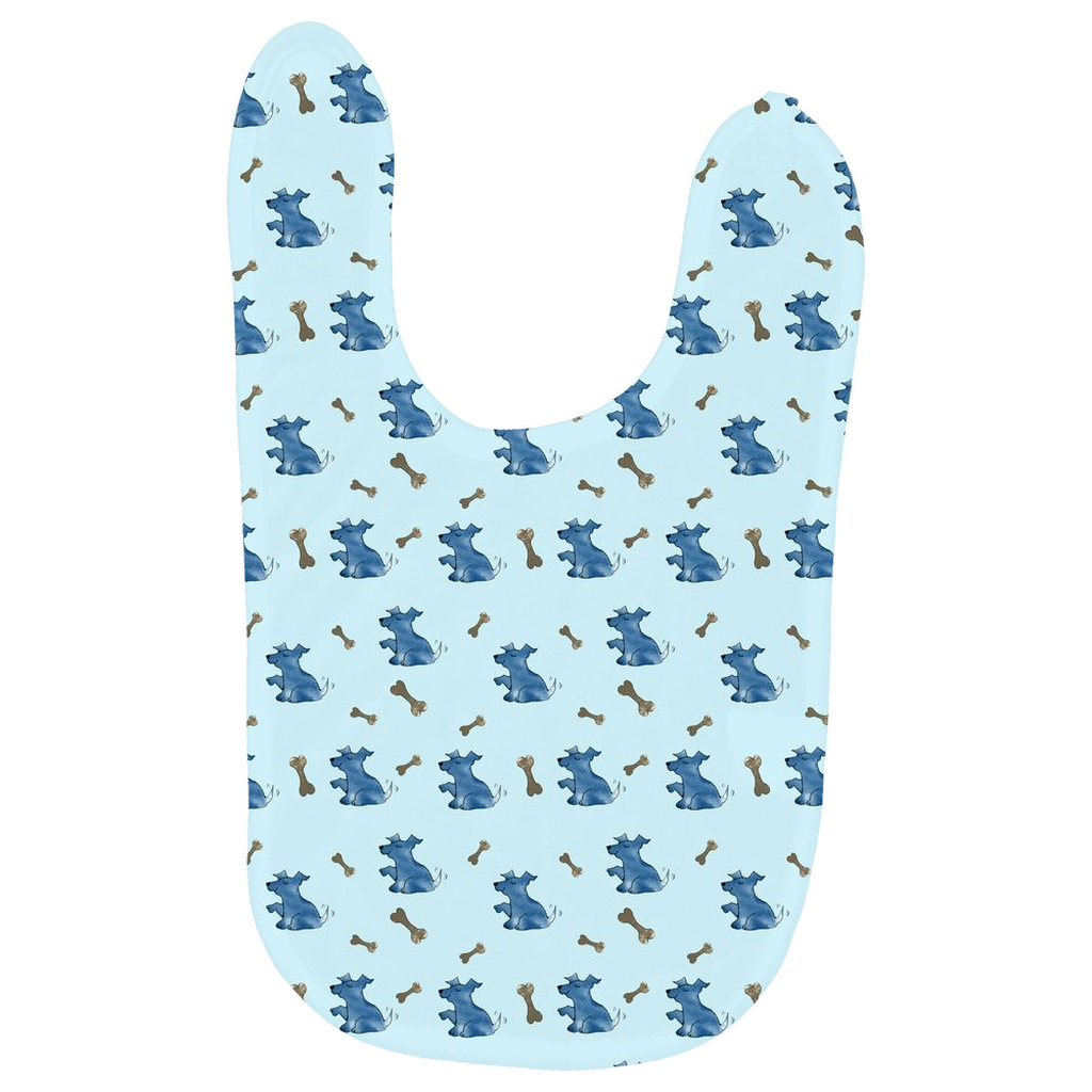 Simple Dog and Bone Pattern Baby Bib -( Blue)