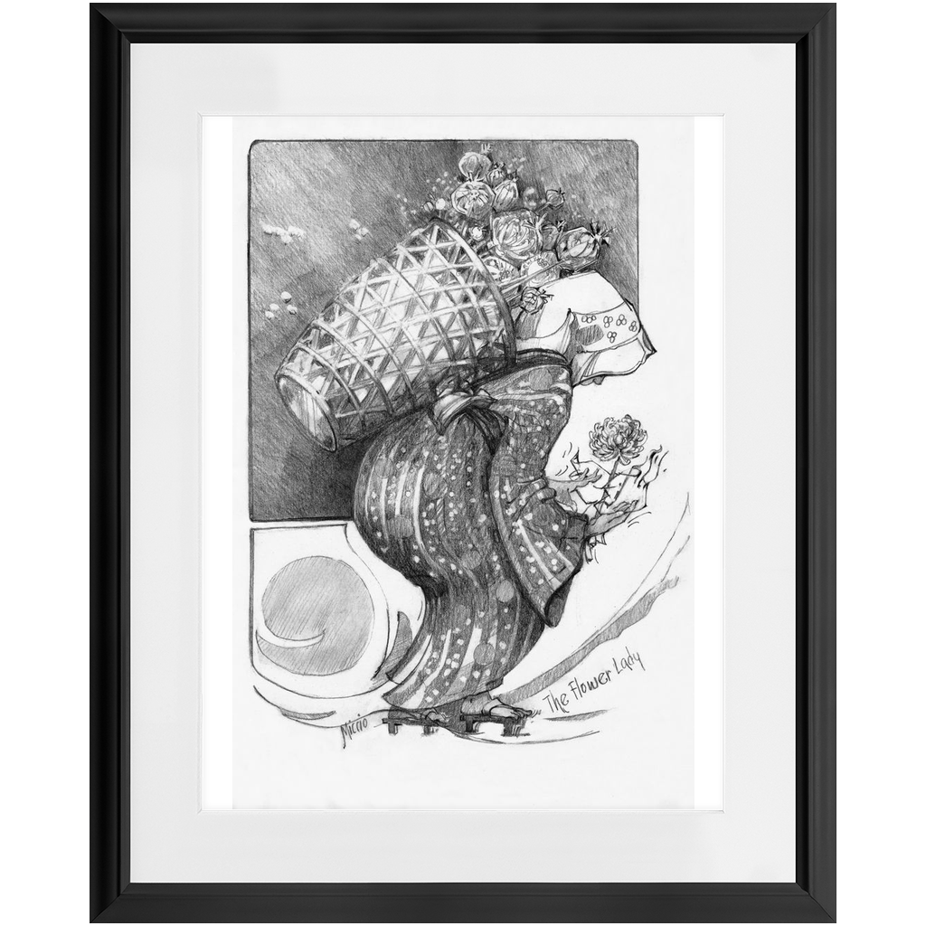 The Flower Lady with Basket Framed Print