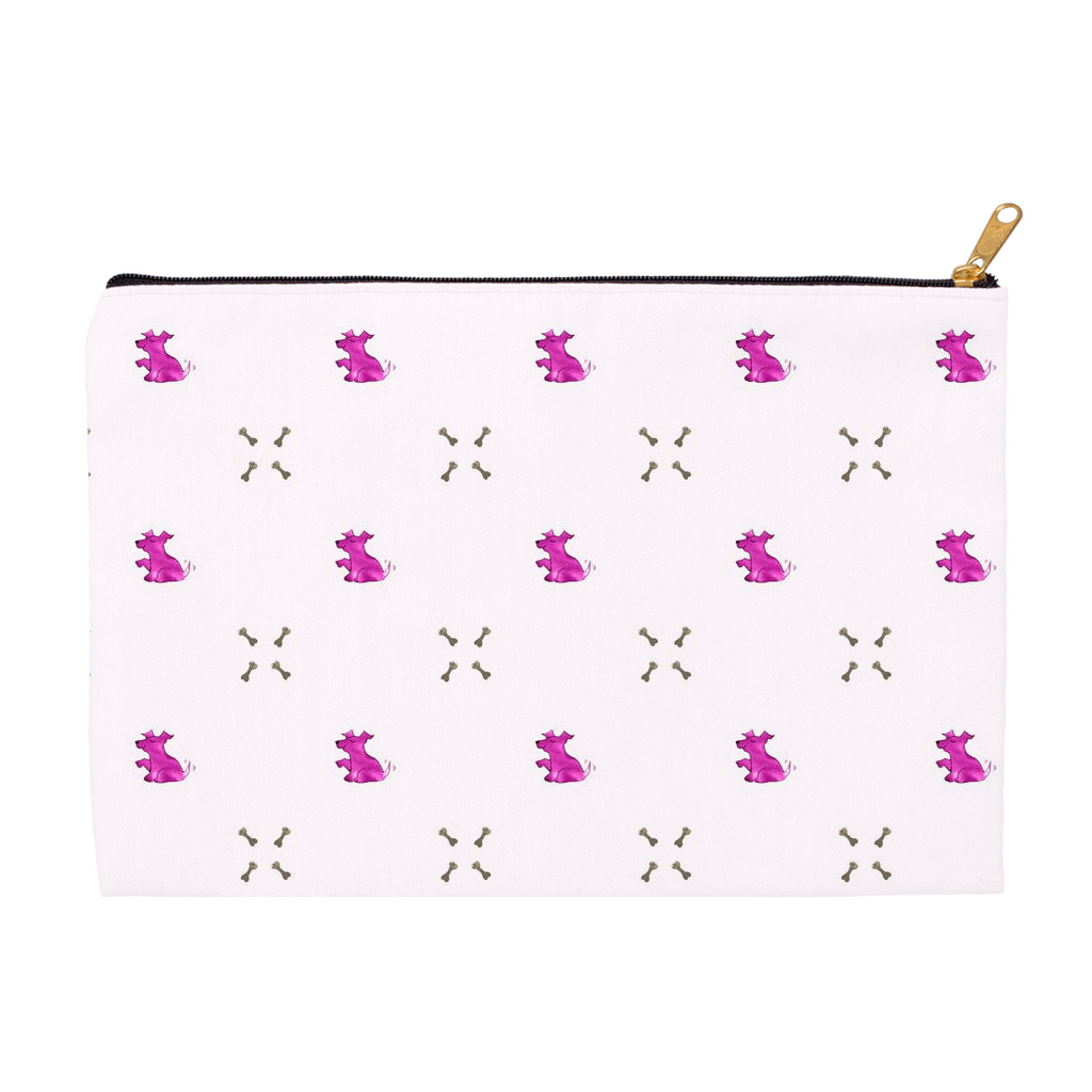 Simple Dog and Bone Pattern Accessory Pouch (Pink)