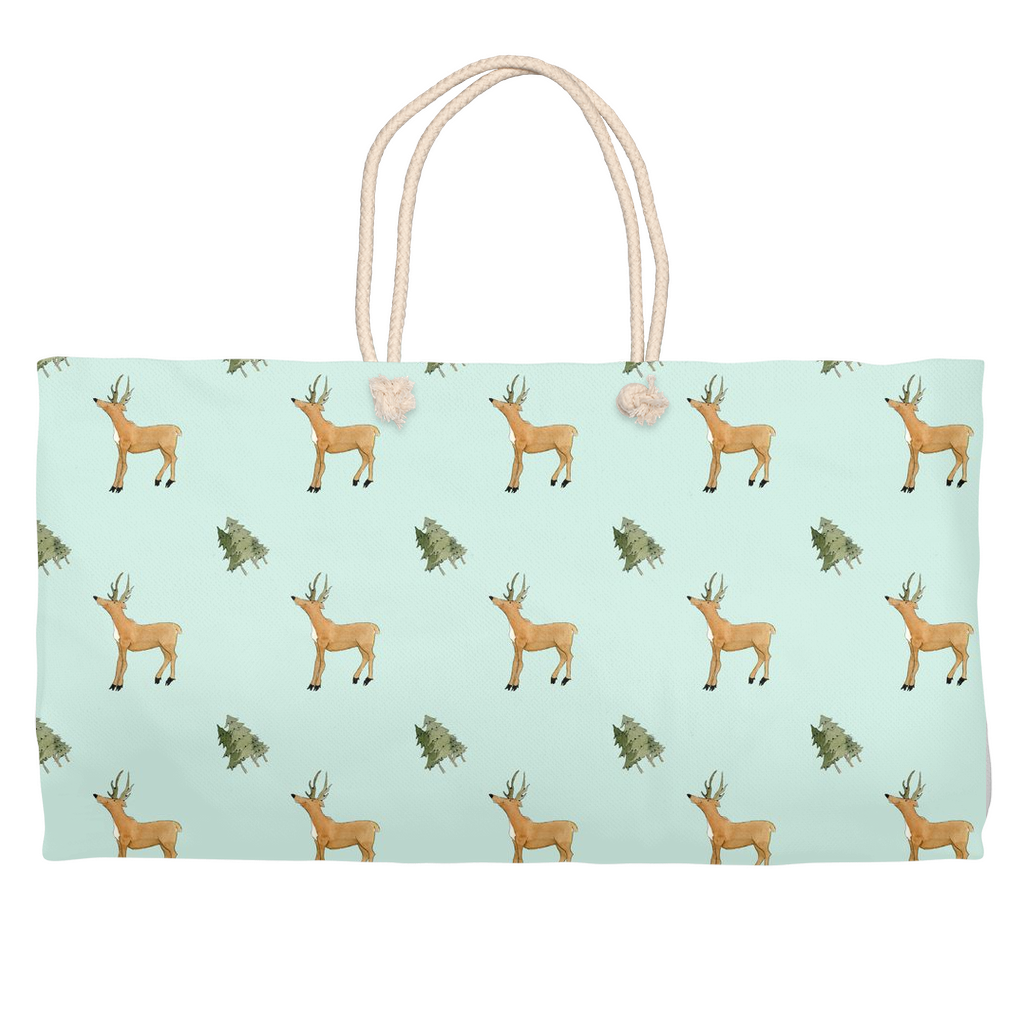 Deer and Trees Weekender Tote (Green)