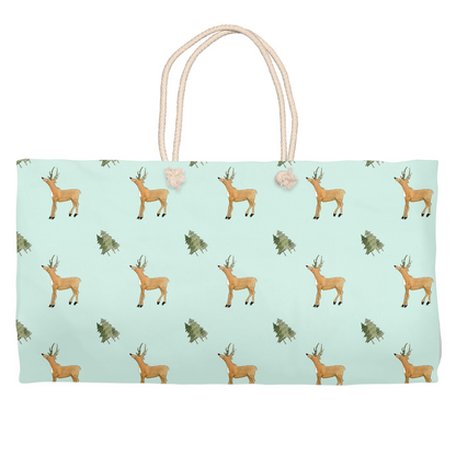 Deer and Trees Weekender Tote (Green)