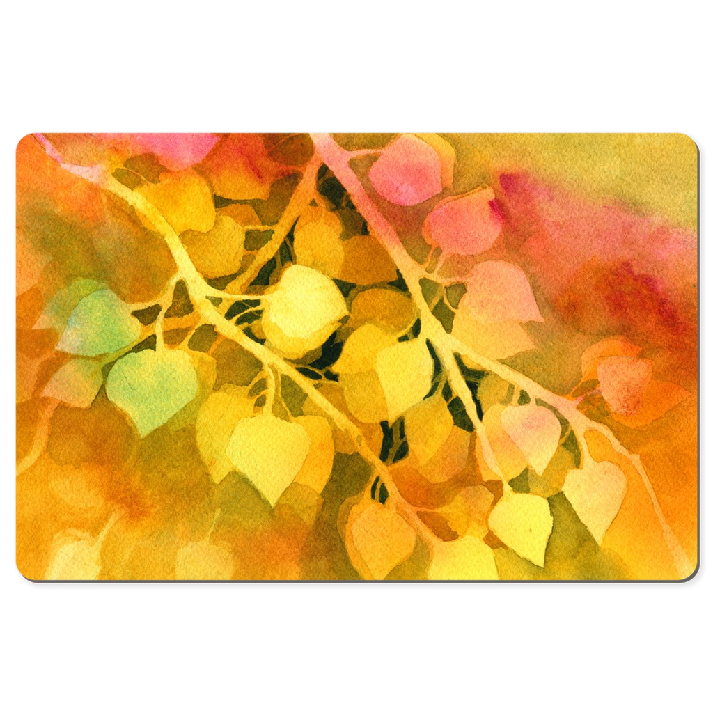 Golden Aspen Leaves Desk Mat