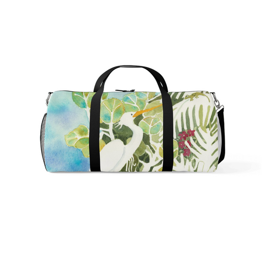 Snowy Egret and Gecko Duffle Bag