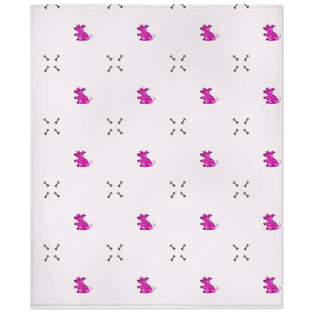 Dog and Diamond Bone Pattern Minky Blanket (Pink)
