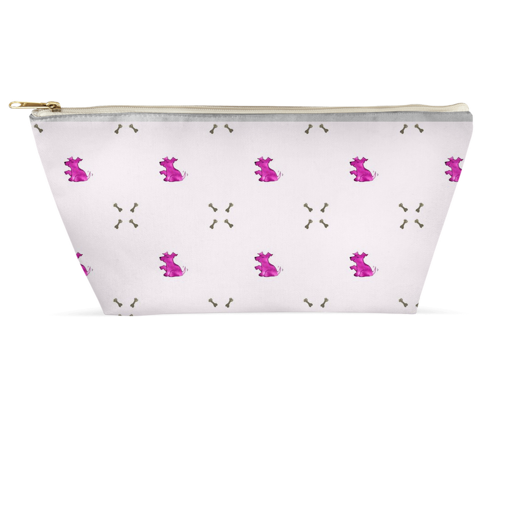 Simple Dog and Bone Pattern Accessory Pouch (Pink)