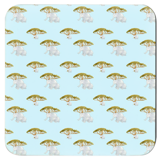 Elephant and Trees Pattern Coasters