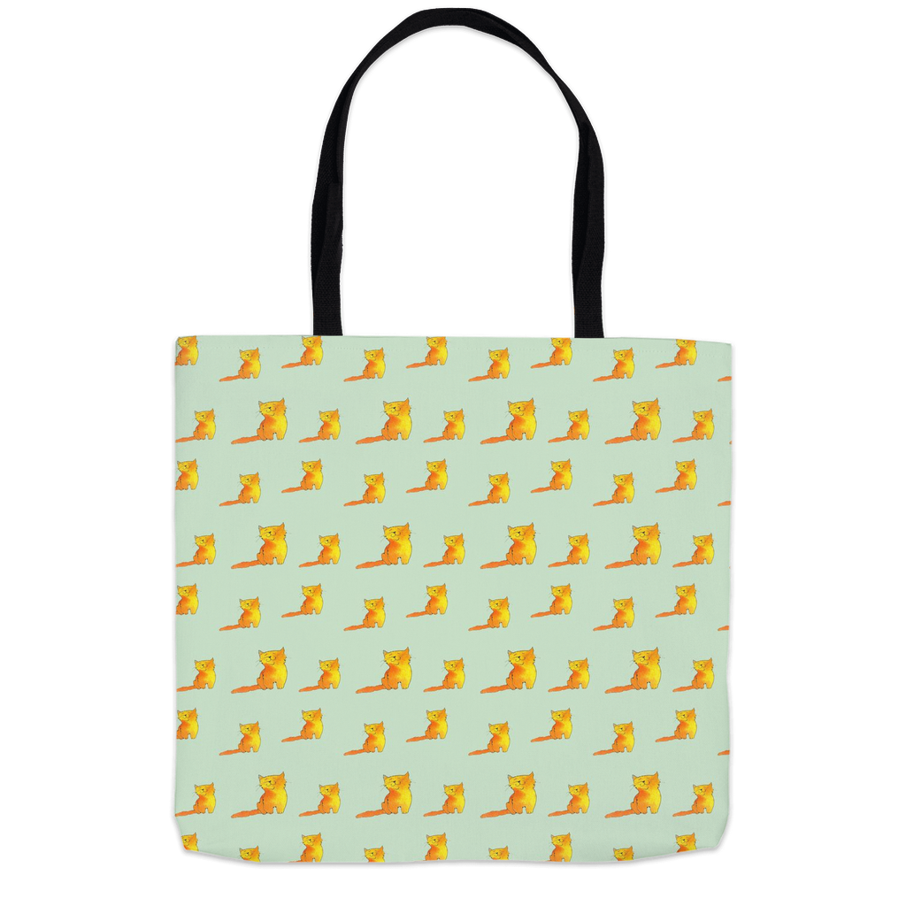 Happy Cat Pattern Tote Bag (Green)