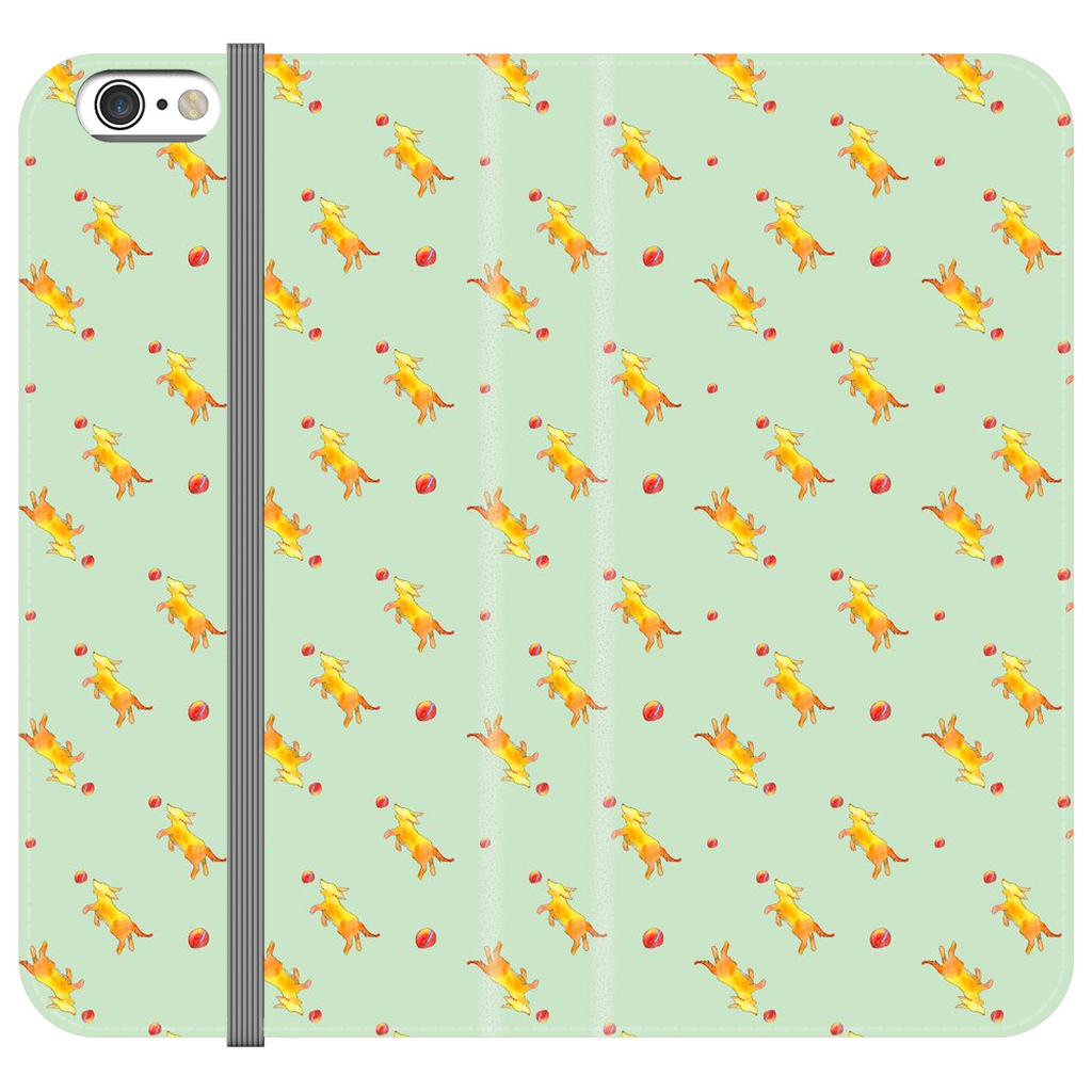 Playful Puppy  Pattern  iPhone Case (Green)