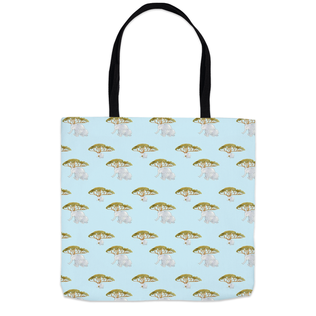 Elephant and Trees Pattern Tote Bag (Blue)