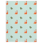 Fox and Trees  Pattern Minky Blanket (green)
