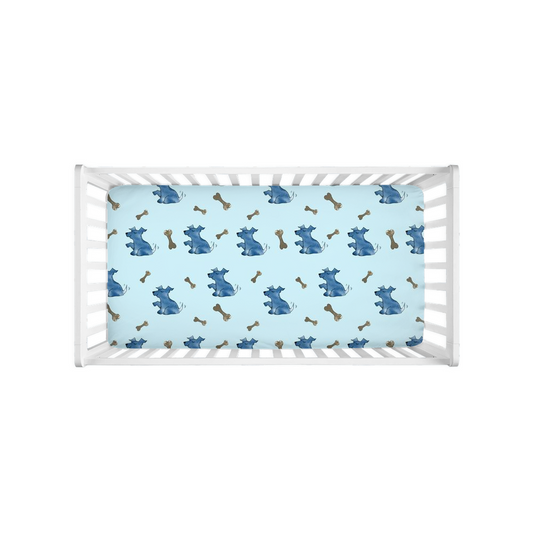 Simple Dog and Bone Pattern Crib Sheet (Blue))