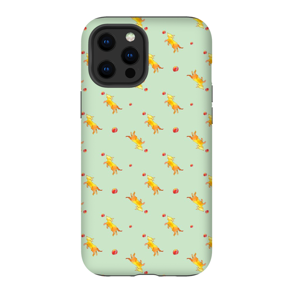 Playful Puppy  Pattern  iPhone Case (Green)