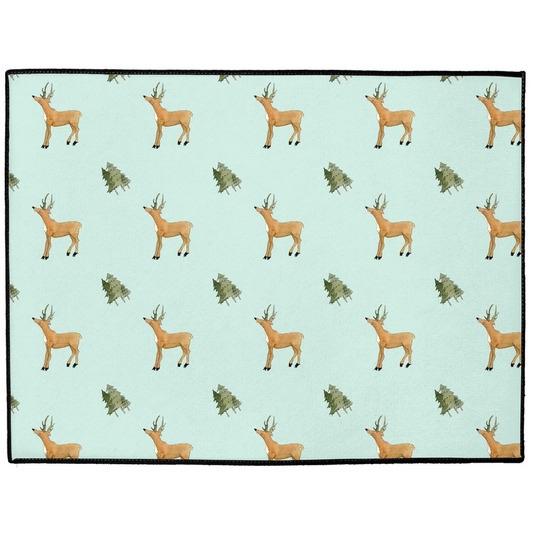 Deer and Trees Pattern Floor Mat (Green)