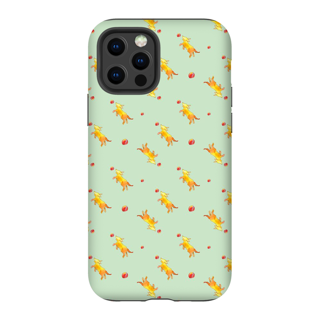 Playful Puppy  Pattern  iPhone Case (Green)