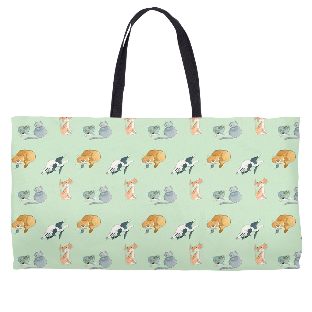 Cats Pattern Weekender Tote (Green)