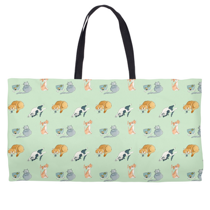 Cats Pattern Weekender Tote (Green)