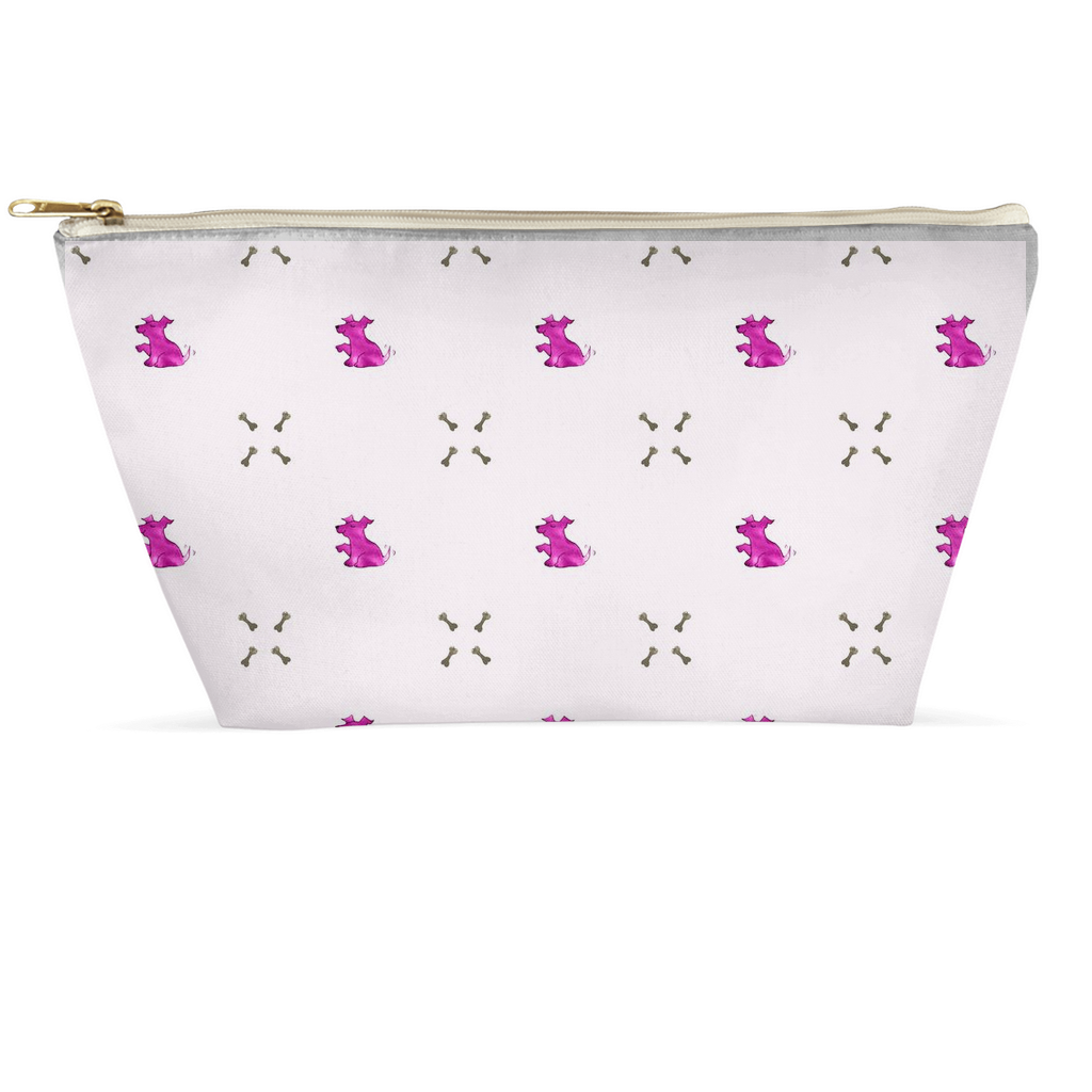 Simple Dog and Bone Pattern Accessory Pouch (Pink)