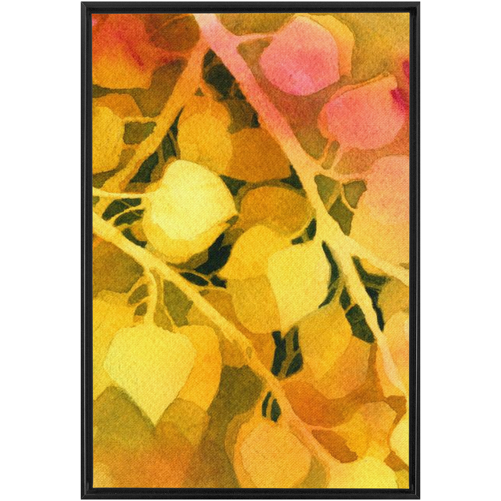 Golden Aspen Framed Traditional Stretched Canvas