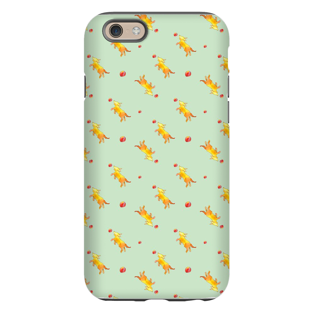 Playful Puppy  Pattern  iPhone Case (Green)