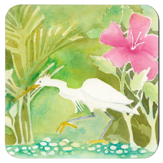Snowy Egret Hunting Coasters
