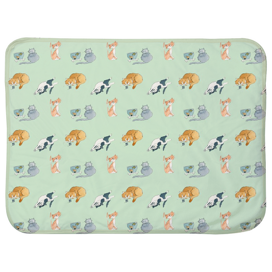 Cats Pattern Baby Sherpa Blanket (Green)