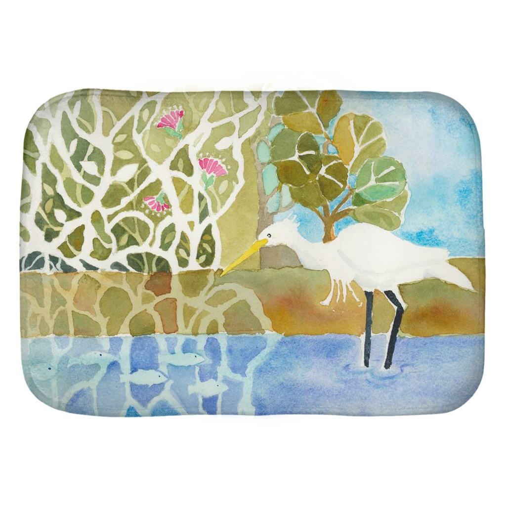 Snowy Egret Fishing Bath Mat