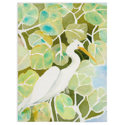 Snowy Egret and Sea Grapes Minky Blanket