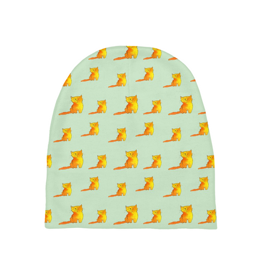 Happy Cat Pattern Baby Beanie (Green)
