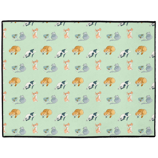 Cats Pattern Floor Mat (Green)