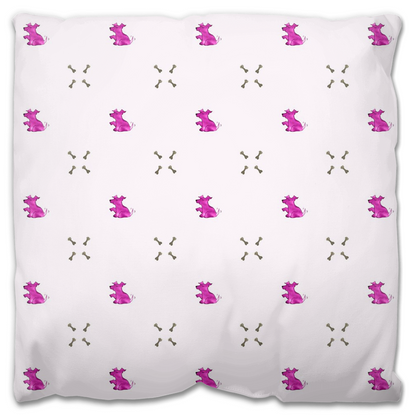 Dog and  Diamond Bone Pattern Outdoor Pillow (Pink)