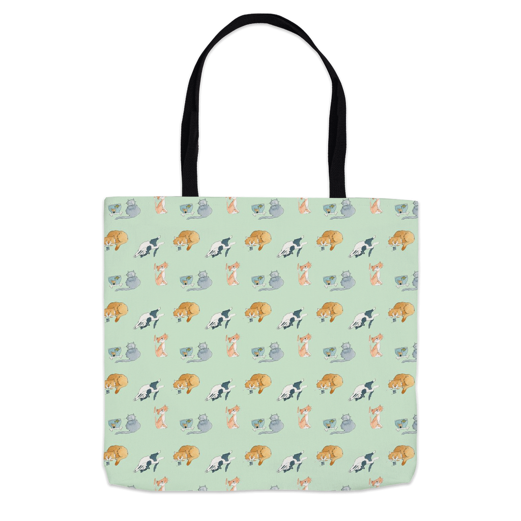 Cats Pattern Tote Bag (Green)