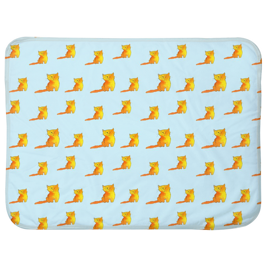 Happy Cat Pattern Baby Sherpa Blanket (Blue)
