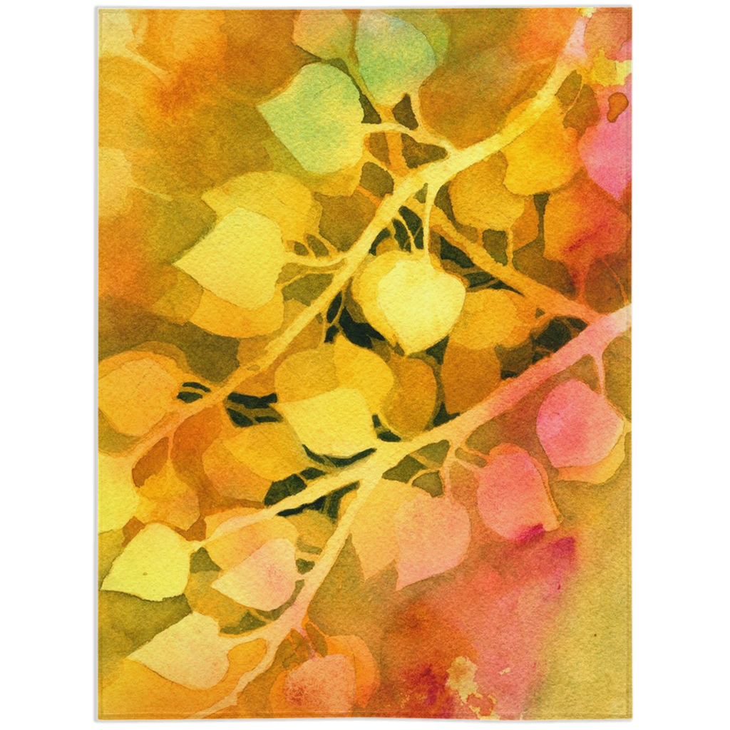 Golden Aspen Leaves Minky Blankets