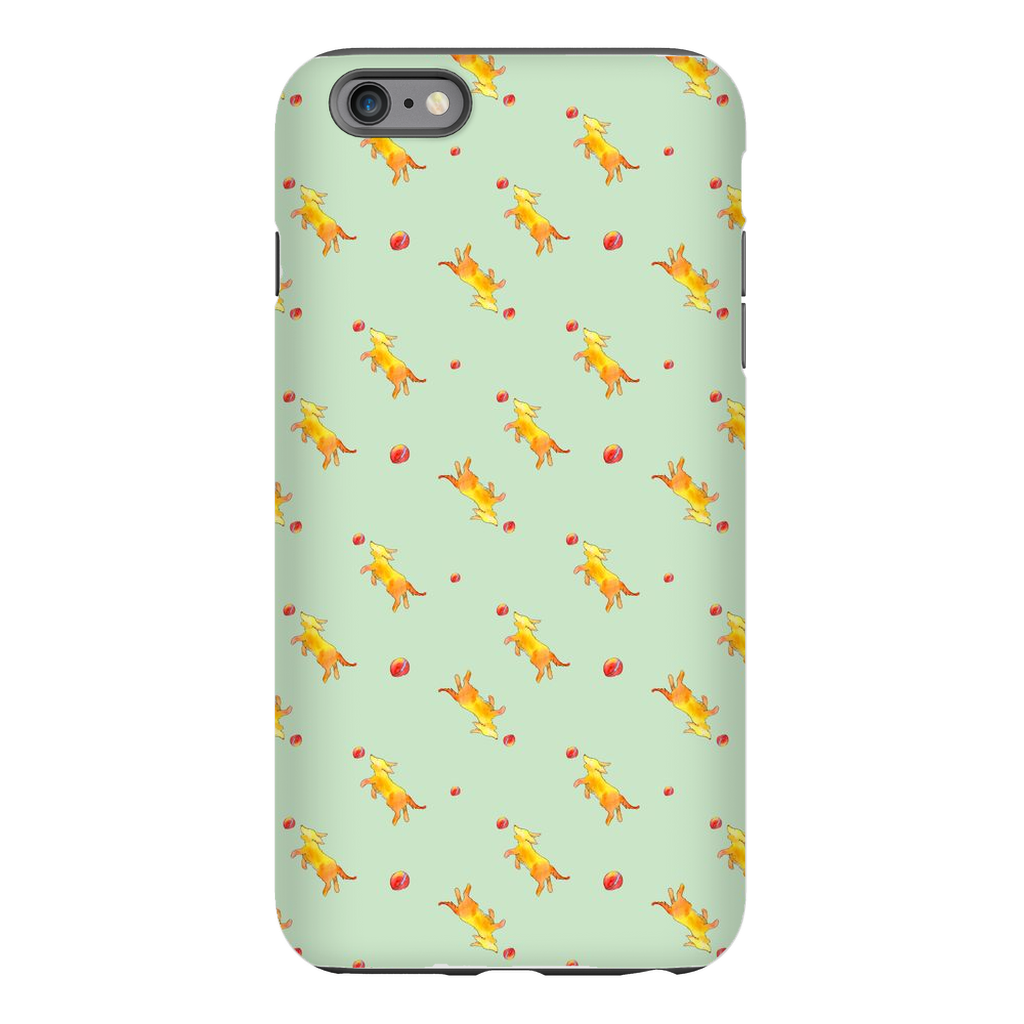 Playful Puppy  Pattern  iPhone Case (Green)